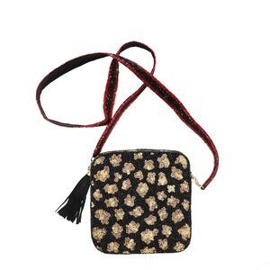 Moyna Beaded Leopard Crossbody Bag — Handmade Statement Purse